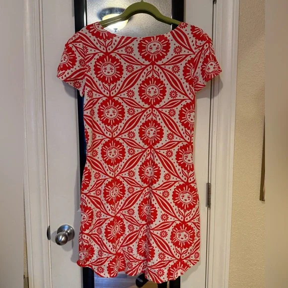 Blue Platypus Red and White Scandinavian Floral Dress- Medium - Picture 5 of 5